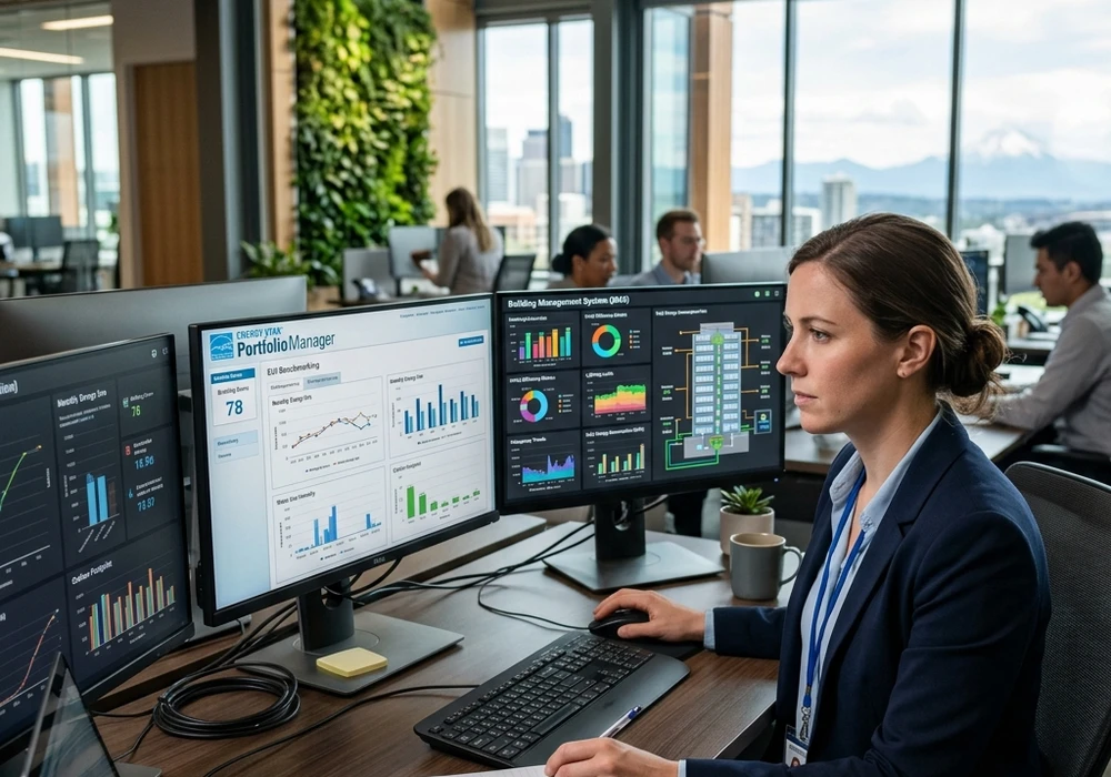 Energy compliance engineer auditing portfolio manager data and UBID records